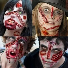 3D tetovējumi zombijiem/vampīriem ar asins brūcēm, 30 gab. cena un informācija | Svētku dekorācijas | 220.lv