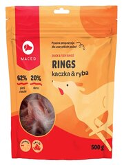 Maced Duck and fish rings ar pīli un zivīm, 500 g cena un informācija | Gardumi suņiem | 220.lv