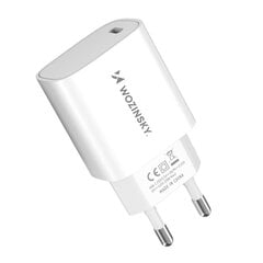 Сетевое зарядное устройство, Wozinsky WGWCCW1, 20 Вт USB-C, 100-240 В, белый цена и информация | Зарядные устройства Power bank | 220.lv