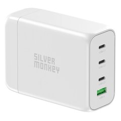 Tīkla lādētājs ar barošanas kabeli, Silver Monkey SMA1521, GaN 130 W., 3 x USB-C, PD, USB-A, QC 3.0, balts cena un informācija | Lādētāji-akumulatori (Power bank) | 220.lv