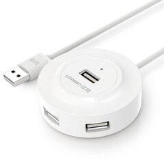 Переходник-разветвитель, 4 в 1, Ugreen CR1061, HUB USB 2.0 на 4 x USB-A, 480Mb/s, 1 м, белый цена и информация | Адаптеры и USB разветвители | 220.lv