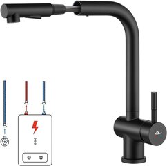 Auralum JBG0507 KITCHEN FAUCET virtuves maisītājs, melns, ar dušu cena un informācija | Piederumi virtuves izlietnēm un jaucējkrāniem | 220.lv