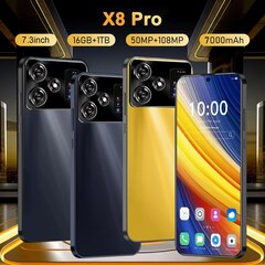 Оригинальный смартфон X8 Pro 7,3 дюйма, глобальная версия, 16 ГБ + 1 ТБ, Snapdragon 8 gen3, Android14, 50 + 108 МП, 4G/5G, NFC. цена и информация | Мобильные телефоны | 220.lv