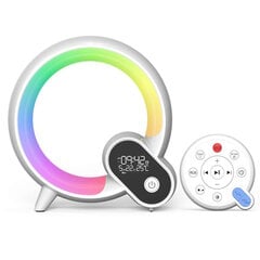 Elight D3 Smart Q-Shape Galda Pulksnetis Lampa ar Bluetooth skaļruni Wake-Up gaismu un balto troksni Balts cena un informācija | Galda lampas | 220.lv