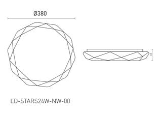 Virsmas LED griestu gaisma STARS BIS, apaļa, balta, Ø330mm, 4000K, 24W, 1920lm, IP54, LD-STARS24W-NW-00 cena un informācija | Griestu lampas | 220.lv