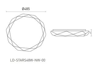 Потолочный светодиодный потолочный светильник STARS BIS, круглый, белый, Ø480мм, 4000К, 48Вт, 3840лм, IP54, LD-STARS48W-NW-00 цена и информация | Потолочные светильники | 220.lv