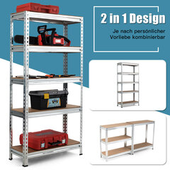 Costway glabāšanas plaukts ar 5 regulējamiem plauktiem, lieljaudas plaukts līdz 500 kg, kravnesība 150 x 75 x 30 cm cena un informācija | Plaukti | 220.lv