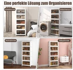 Costway salokāma uzglabāšanas kaste ar vāku 316 L kastes uzglabāšanas komplekts no 5 plastmasas kastēm sakraujamas 169 x 59,9 x 37,5 cm balts cena un informācija | Kumodes | 220.lv