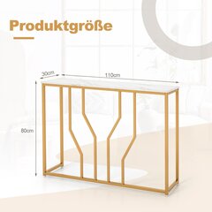 Costway konsoles galds ar ģeometrisku metāla rāmi ieejas galds 110 x 30 x 80 cm zelts + balts cena un informācija | Konsoles galdiņi | 220.lv