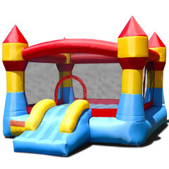 Costway Bouncy Castle piepūšamais spēļu pils āra izlēcējs ar slidkalniņu krāsains 370 x 280 x 230 cm cena un informācija | Piepūšamās rotaļlietas un pludmales preces | 220.lv