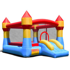 Costway Bouncy Castle piepūšamais spēļu pils āra izlēcējs ar slidkalniņu krāsains 370 x 280 x 230 cm cena un informācija | Piepūšamās rotaļlietas un pludmales preces | 220.lv