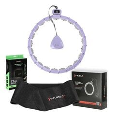 Komplekts HULA HOOP MAGNETIC VIOLET HHM14 WITH WEIGHT + COUNTER HMS + WAIST SUPPORT BR163 BLACK PLUZ SIZE cena un informācija | Citas fitnesa preces | 220.lv