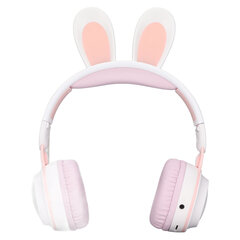 Rabbit Ear Bluetooth 5.0 austiņas, salokāmas bērnu bezvadu austiņas ar LED krāsu apgaismojumu datoram planšetdatoram tiešsaistes mācīšanās White Pink cena un informācija | Austiņas | 220.lv