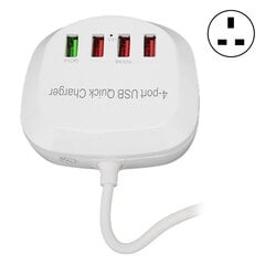 4 portu USB lādētāja stacija 36 W QC3.0 ātrais lādētājs mobilajam tālrunim planšetdatoram 110?240VUK spraudnis cena un informācija | Austiņas | 220.lv