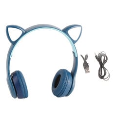 Bezvadu austiņas Cute Cat Shape HiFi Skaņas Kvalitāte Gaismas Stereo Bluetooth Austiņas Mājas Skolas Birojam Tumši Zila cena un informācija | Austiņas | 220.lv