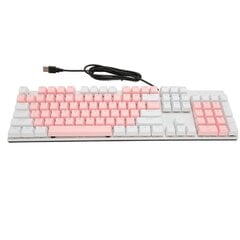 Pilna izmēra mehāniskā tastatūra 104 taustiņu USB vadu spēļu tastatūra ar ciparu tastatūras sarkano slēdzi operētājsistēmai Windows rozā baltā cena un informācija | Gaming aksesuāri | 220.lv