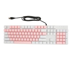 Pilna izmēra mehāniskā tastatūra 104 taustiņu USB vadu spēļu tastatūra ar ciparu tastatūras sarkano slēdzi operētājsistēmai Windows rozā baltā cena un informācija | Gaming aksesuāri | 220.lv