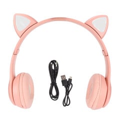 Bluetooth austiņu atbalsts Atmiņas karte Salokāmas Cute Cat Ear bezvadu austiņas ar LED gaismu bērniem Tālrunis klēpjdators Rozā cena un informācija | Austiņas | 220.lv