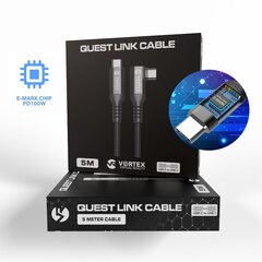 VortexVR kabelis 5m 10 GBPS PD100W (Fast charging) USB-C uz META QUEST LINK / OCULUS LINK cena un informācija | VR brilles | 220.lv