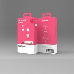 PANTONE kabelis USB - microUSB 1,5m 2,4A PT-MC001-5 Rozā 184C cena un informācija | Kabeļi un vadi | 220.lv