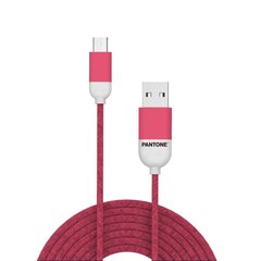 PANTONE kabelis USB - microUSB 1,5m 2,4A PT-MC001-5 Rozā 184C cena un informācija | Kabeļi un vadi | 220.lv