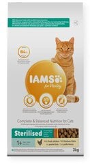 Iams pieaugušiem sterilizētiem kaķiem ar vistu, 3 kg cena un informācija | Sausā barība kaķiem | 220.lv