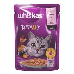 Whiskas Tasty Mix pieaugušiem kaķiem ar lasi un burkāniem, 85 g x 28 gab. cena un informācija | Konservi kaķiem | 220.lv