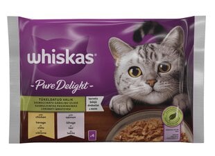 Whiskas Pure Delight pieaugušiem kaķiem, vistas un laša komplekts, 4 x 85 g x 13 gab. cena un informācija | Konservi kaķiem | 220.lv