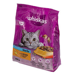 Whiskas sterilizētiem kaķiem, ar vistu, 800 g x 5 gab. cena un informācija | Sausā barība kaķiem | 220.lv