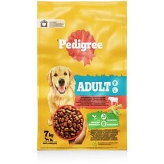 Pedigree suņiem, ar liellopu gaļu un dārzeņiem, 7 kg x 2 gab. cena un informācija | Sausā barība suņiem | 220.lv