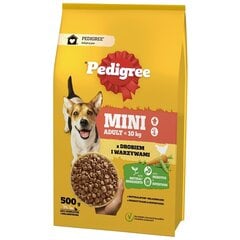 Pedigree Mini для взрослых собак, с птицей и овощами, 500 г х 6 шт. цена и информация | Сухой корм для собак | 220.lv