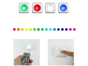 Беспроводная ночная лампа RGB LED с дистанционным управлением, 2 штуки Perfee цена и информация | Монтируемые светильники, светодиодные панели | 220.lv