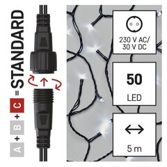 CONNECT CHAIN 50LED 5M IP44 CW cena un informācija | Ziemassvētku lampiņas, LED virtenes | 220.lv