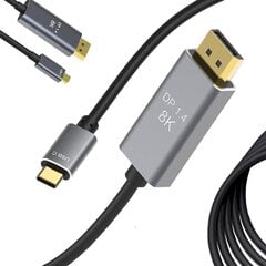 Кабель DisplayPort 1.4 - USB Type-C 1.8м от Perfee цена и информация | Кабели и провода | 220.lv