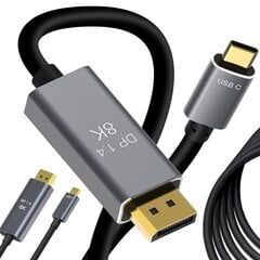 Кабель DisplayPort 1.4 - USB Type-C 1.8м от Perfee цена и информация | Кабели и провода | 220.lv