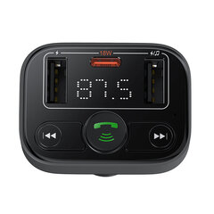 Auto Bluetooth 5.0 FM raidītājs 2xUSB + USB-C, melns, melns цена и информация | FM Модуляторы | 220.lv