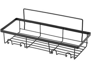 Полка для ванной с крючками Rivex, Черный цена и информация | Аксессуары для ванной комнаты | 220.lv