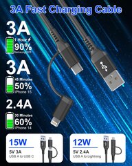 KETAKY Plus USB savienojums ar USB-C un Lightning kabelis 2 in 1 cena un informācija | Kabeļi un vadi | 220.lv