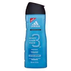 Adidas 3 After Sport dušas želeja vīriešiem 400 ml cena un informācija | Ziepes | 220.lv