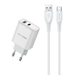 Lādētājs Awei PD81T-EU USB-A/USB-C + USB to USB-C cable balts cena un informācija | Lādētāji un adapteri | 220.lv