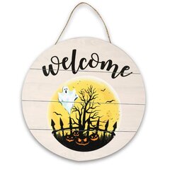 Koka Halloween Katu kāju pilsētas dekoracija Bar Wall Hanging Doorplate цена и информация | Свечи на кладбище | 220.lv