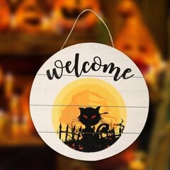 Koka Halloween Katu kāju pilsētas dekoracija Bar Wall Hanging Doorplate цена и информация | Свечи на кладбище | 220.lv