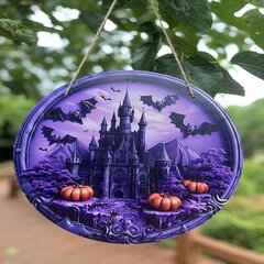 Koka Halloween Katu kāju pilsētas dekoracija Bar Wall Hanging Doorplate cena un informācija | Kapu sveces | 220.lv