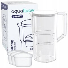 Фильтр-кувшин Aquafloow J-Maxi 2,5 л белый для водопроводной воды + 3x фильтр цена и информация | Кухонные принадлежности | 220.lv