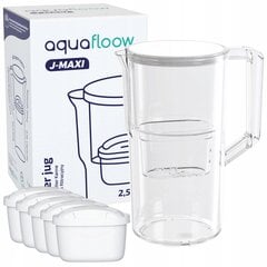 Фильтр-кувшин Aquafloow J-Maxi 2,5 л белый для водопроводной воды + 5x фильтр цена и информация | Кухонные принадлежности | 220.lv