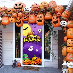 Halloween Door Banner Dzimšanas dienas partijas Background Decoration Front Door Banner cena un informācija | Kapu sveces | 220.lv