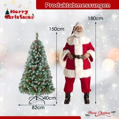 Costway 150 cm mākslīgā Ziemassvētku eglīte ar gaismām, sniegu un priežu čiekuriem un sarkanām ogām цена и информация | Искусственные елки | 220.lv