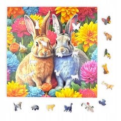 Puzzle Rabbit Mruu&amp;Pruu 25 x 25 cm 150 gabaliņu koka puzle cena un informācija | Puzles, 3D puzles | 220.lv