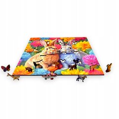 Puzzle Rabbit Mruu&amp;Pruu 25 x 25 cm 150 gabaliņu koka puzle cena un informācija | Puzles, 3D puzles | 220.lv