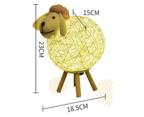 LED nakts gaisma, Creative Sheep Rattan galda lampa, USB acu kopšanas projekcijas nakts lampa bērnu guļamistabai 23*18,5*15cm цена и информация | Настольные лампы | 220.lv